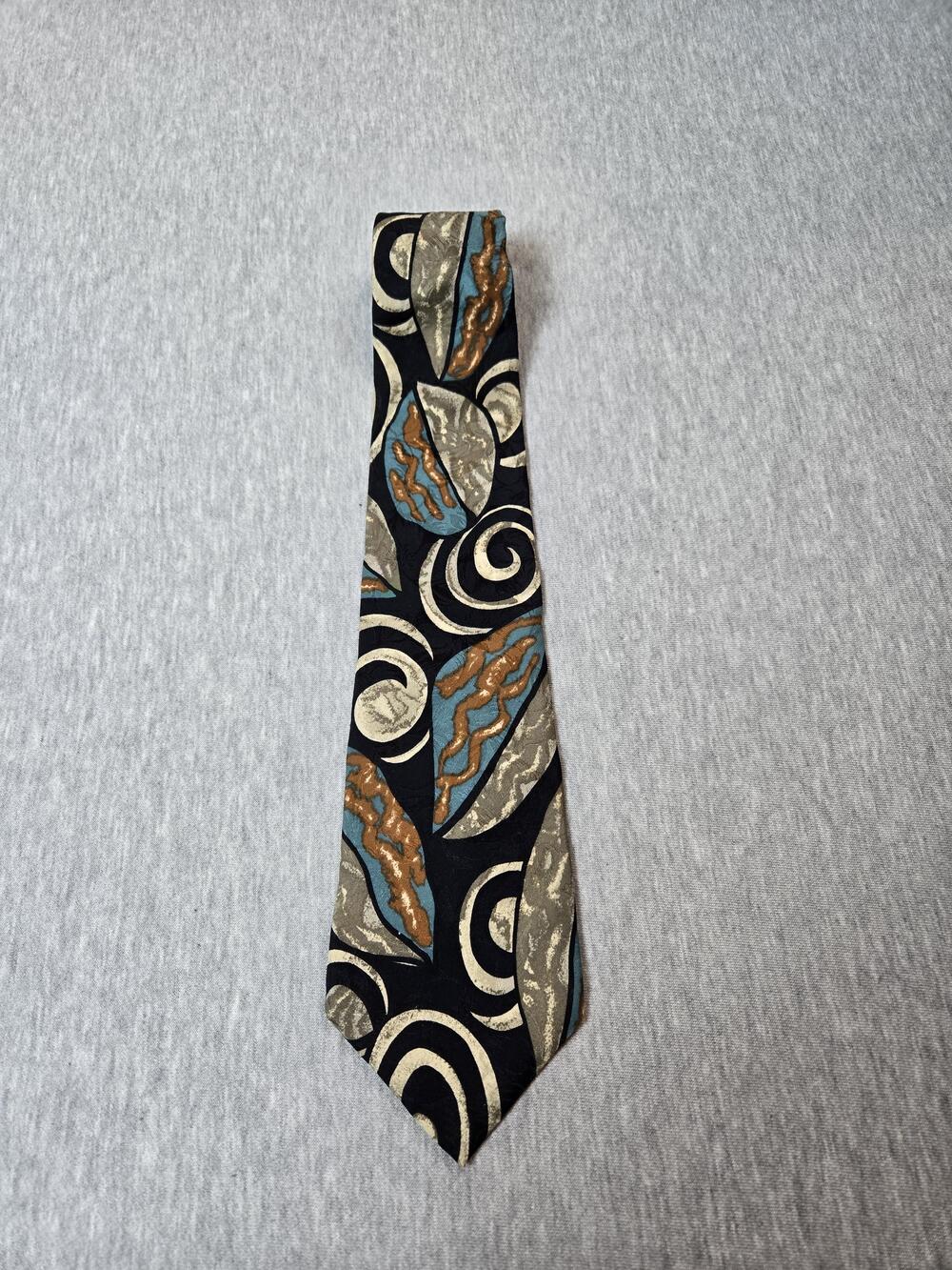 Albert Nipon Tie Mens One Size Black Abstract Geometric Classic Neckwear